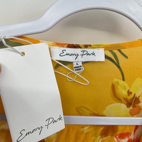 Emory Park Yellow Floral Open Kimono  Robe Women's Size Large - Picture 3 of 8